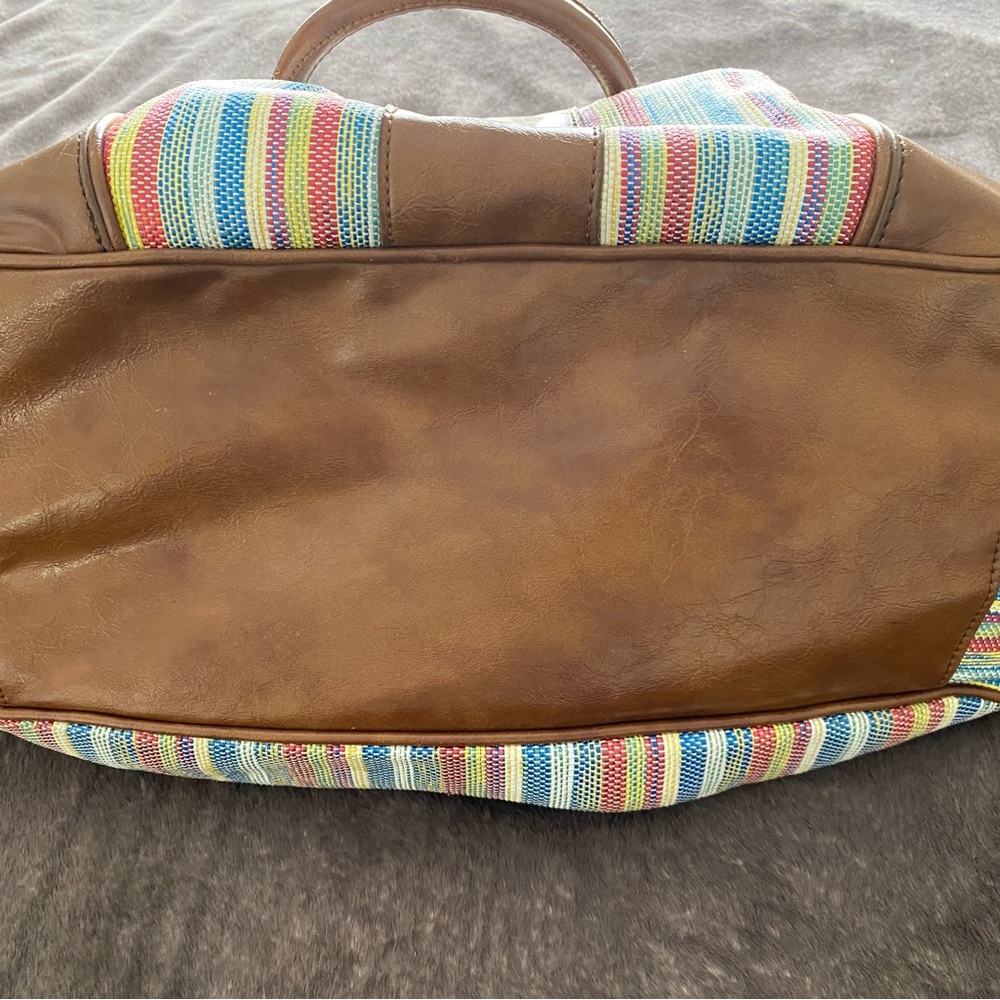 Aldo Colorful Striped Shoulder Bag with Brown Accents - Picture 6 of 12
